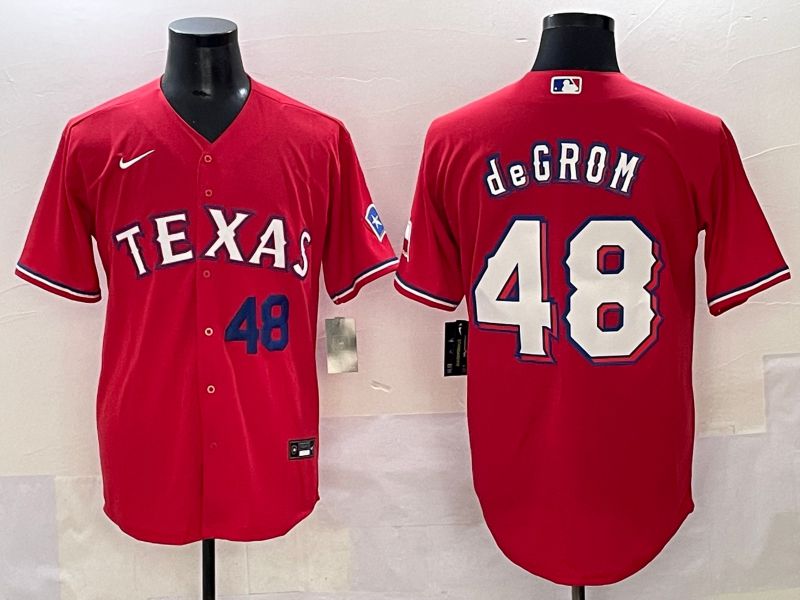 Men 2025 Texas Rangers #48 Degrom Red Game Nike MLB Jersey style 5->texas rangers->MLB Jersey